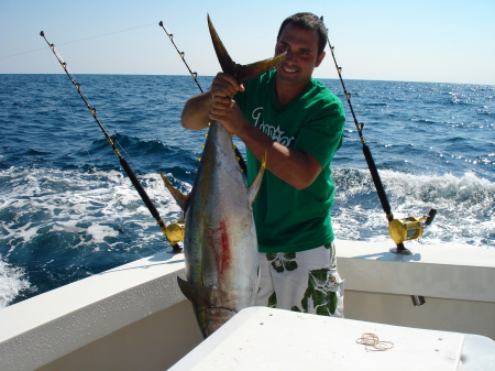 Anthony hooked a yellow fin tuna