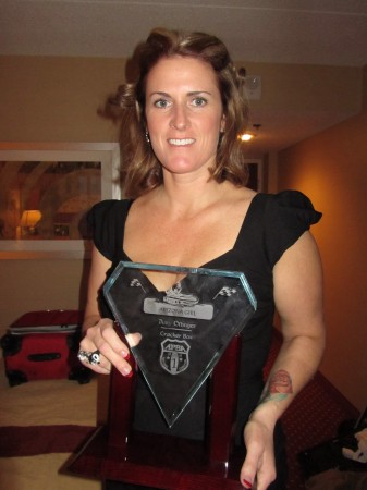Amy in Detroit, Michigan after winning her Crackerbox 2010 Championship trophy.