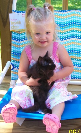 Ella with Grandma's kitty!