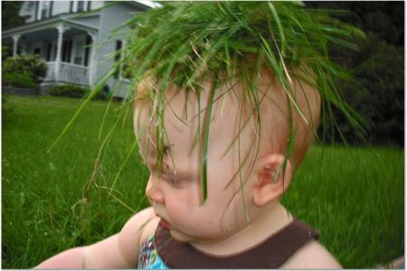 Sarah with grass head