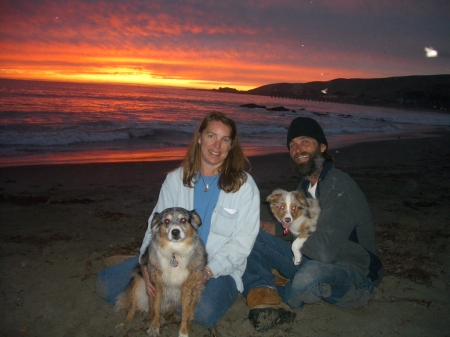 Kim Chuck Easy and Maya at home in Cayucos, CA