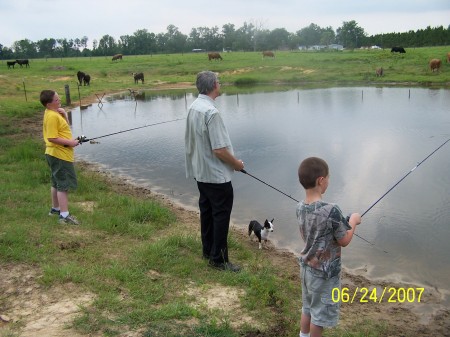 The boys and Papa fishing