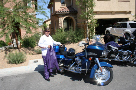 my wife rachel and the new bike