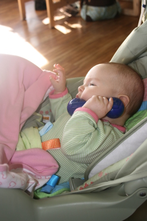 Peyton taking a business call at lunch!