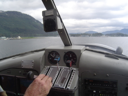 Flying co-pilot over to the fishing lodge