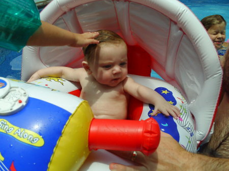 my little man in our pool