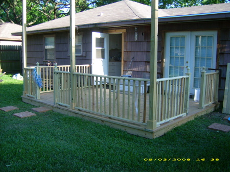 Dad's almost finished with his deck