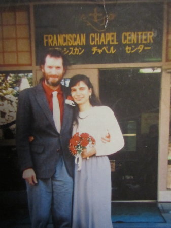 Tim and Jean Crespi after their wedding in Tokyo, Japan. 1990