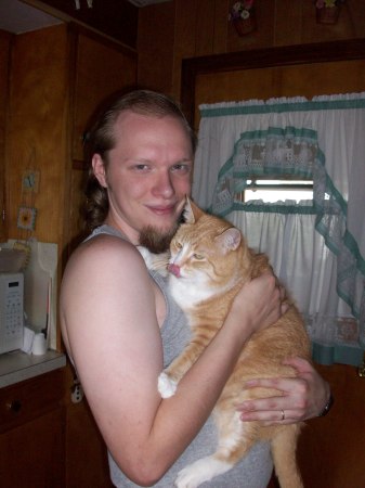 Christopher and his cat Peaches