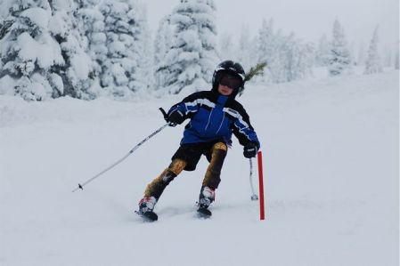 Granddaughter, 11, skiing
