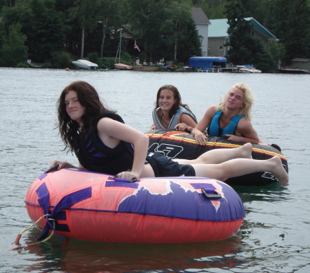 My daughter and her two friends at the lake