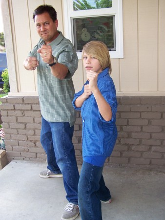 Me and my son Alec in our kempo 5.0 stance