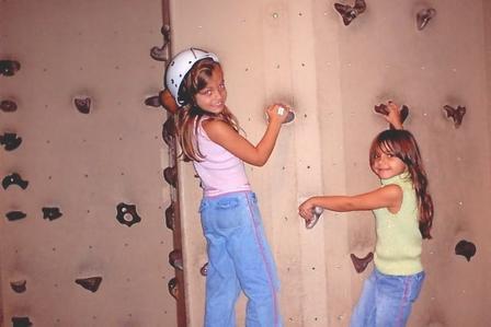 Girls and rock wall