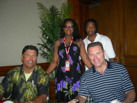 Posing with NFL Eric Munoz and Howie Long