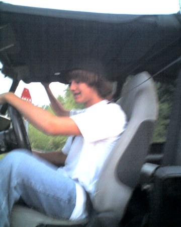 Aaron in jeep