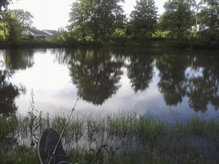 fishin in the pond on my farm