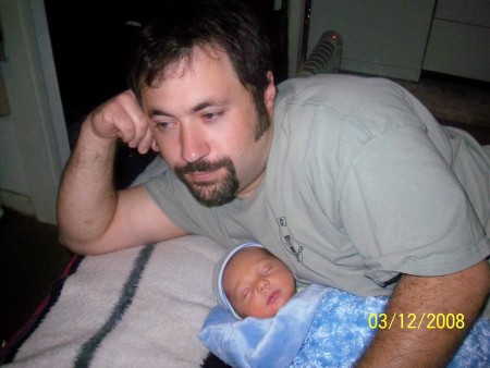 My husband Matthew and our son, Jack at 1 week