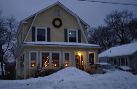 Our house at dusk last winter