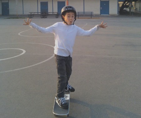 My son zen and skateboard