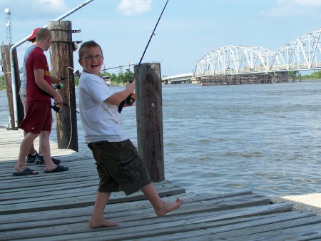 Rory fishing at my parents house