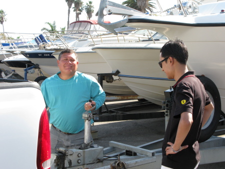 Rich n Jin Towing the Patriot to the boatyard.