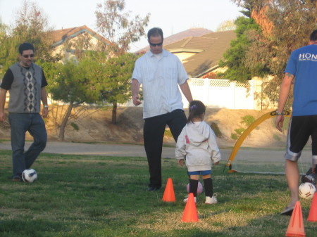 Playing soccer with Dad