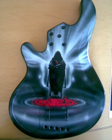 Dawn of Correction Bass Guitar body, rear art