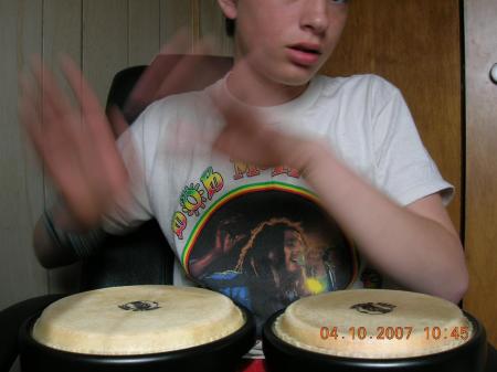 Evan on the bongos