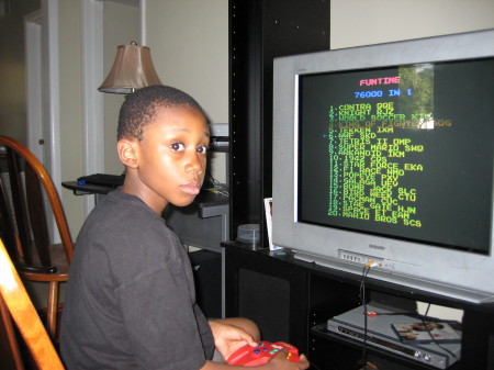 My oldest son playing his game