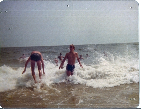 Tim K and I in the surf