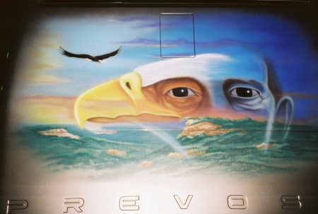 Eagle Mural painted on Tour Bus