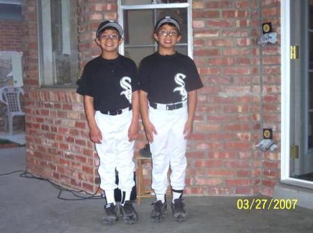 Nick and Nathan in their White Sox uni's
