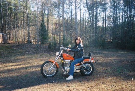 Carla on her motorcycle