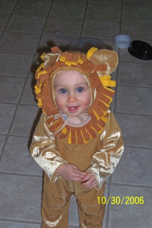 Jacob dressed as a lion for Halloween.
