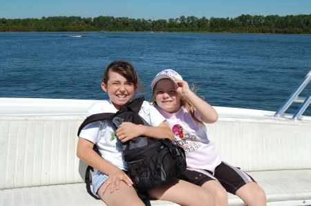 Allison and Sierra on the boat