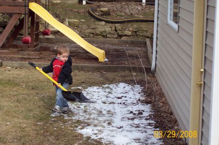 Dane Shovels the yard!