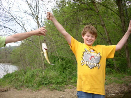 Noah fishing in Ohio.