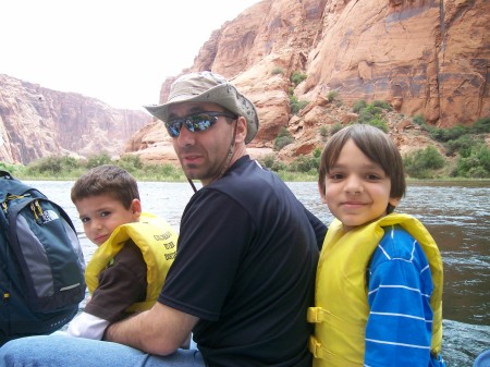 Nick and our two boys on a rafting trip.