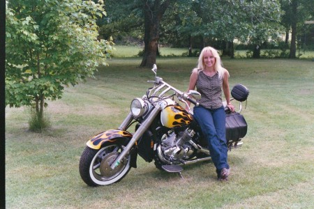 Me with hubby's bike