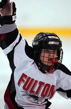 My son, CJ playing hockey