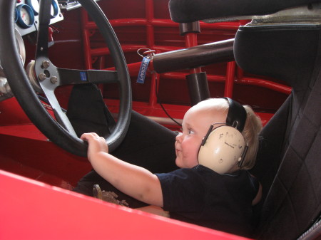 Taite driving a toyota race car