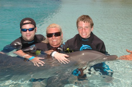 Josh, Austin & I, w/ Dolphins in Bahamas