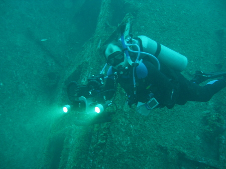 Taking video of a ship wreck