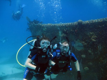 Tom and I scuba diving in the Bahamas