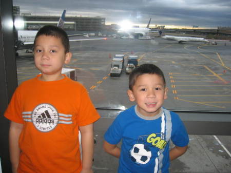 My Boys at Newark Airport (Nov 2007)