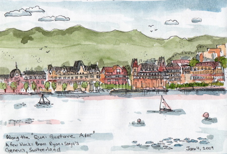 Quick sketch of the waterfront in Geneva.