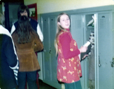 Pam at her locker