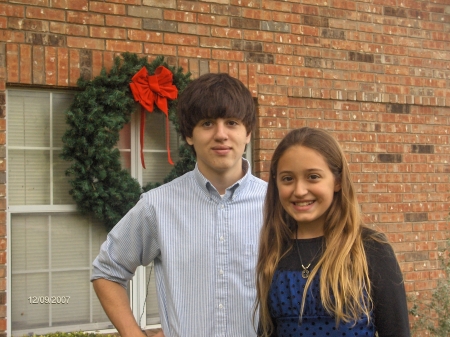 My kids at Christmas in 2007 (she's on a step)