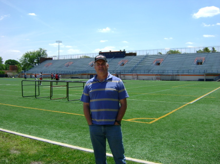 Me in front of the Football Field & Stadium