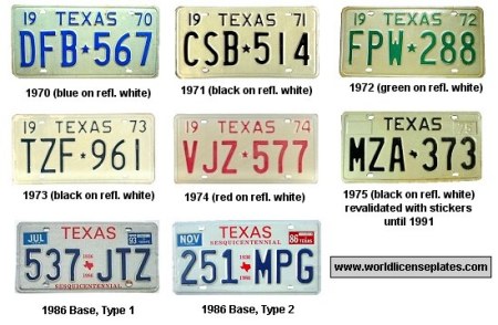 Texas Plates from the 70's.